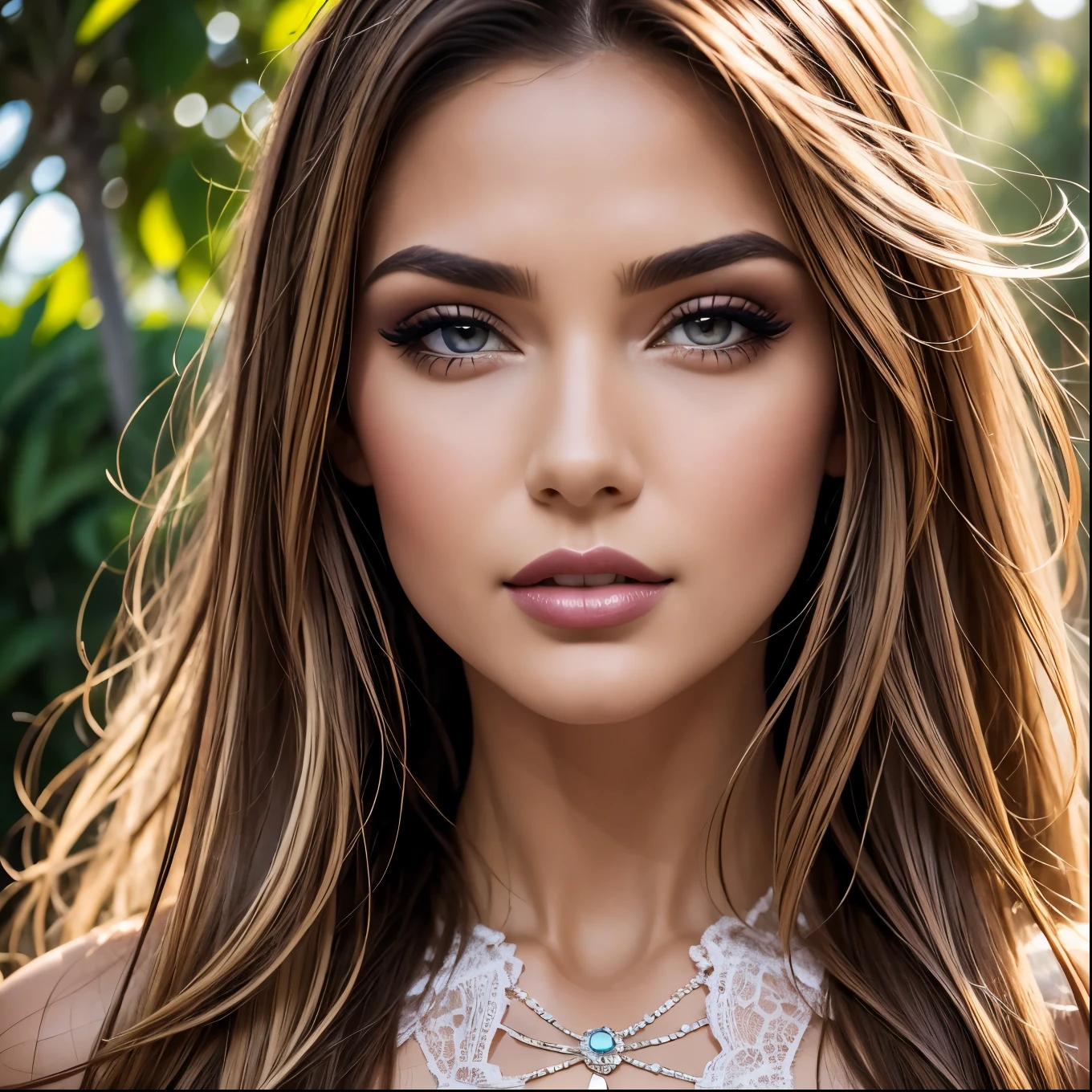( Absurd , High quality , ultra detailed, careful with hand )Zodiac - Gemini goddess , similar to latin goodness , Solo . Curious, skillful, humorous, seductive, imaginative face , Sometimes impractical, restless, nervous, careless style , mature , light brown eyes , long hair , light blonde hair , transparent dress , lace lingerie , in the ocean with wind , whole body , flirty look ,