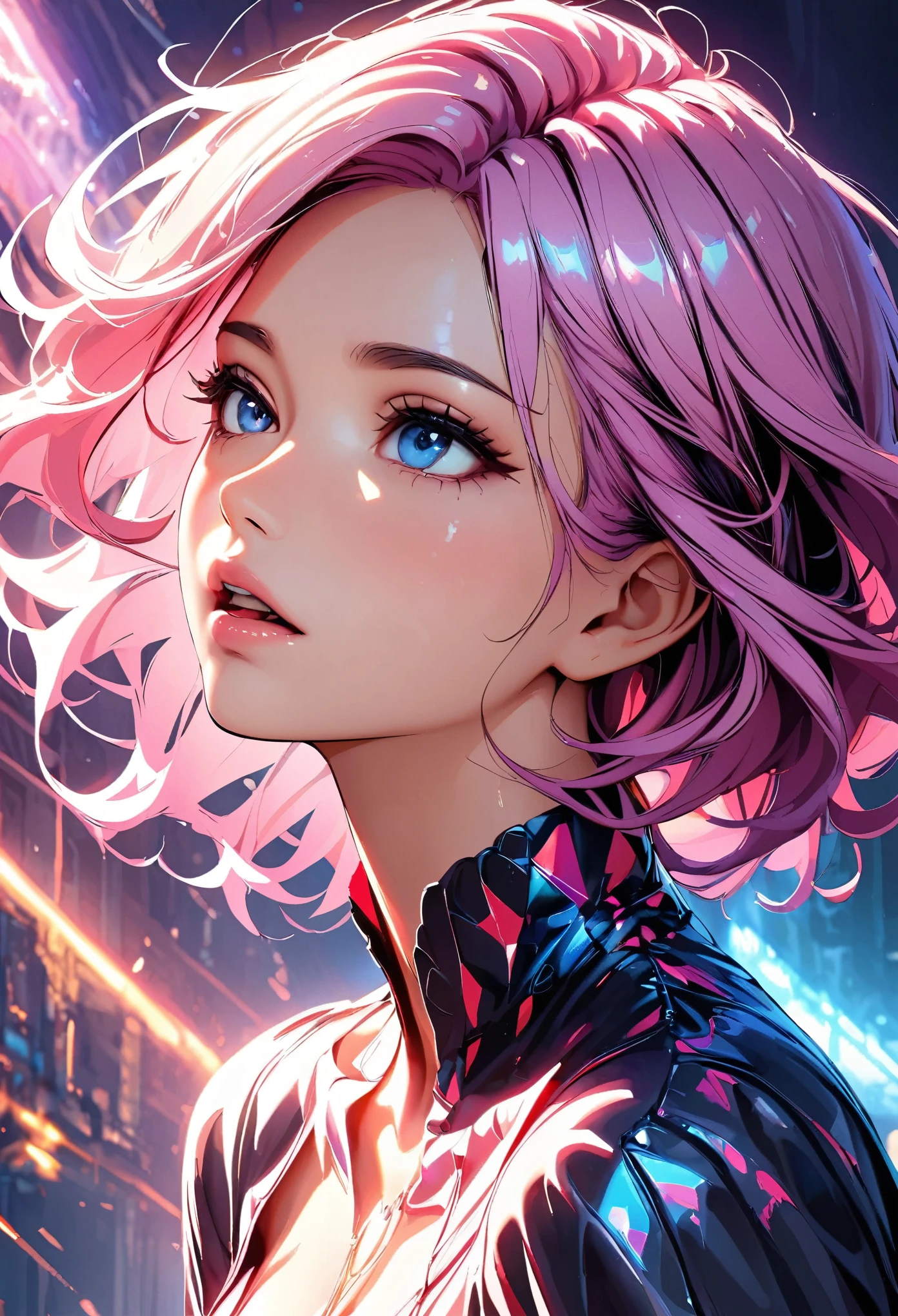 hot gaze, Hot, Rui々Beautiful lips, Glossy, Open Mouth, Leaking sigh, Ultra-high resolution, Accurate, Textured skin, Face Up Shot:1.2, Surrealism, The beauty and danger of growing from a girl to an adult, A symbol of miraculous beauty.