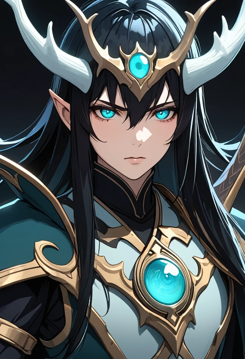 masterpiece, high resolution, ultra detailed, 8K, midnight, upper body, Dan Heng Imbibitor Lunae,  alternate grim reaper caped armor, simple background, HDR, eye focus