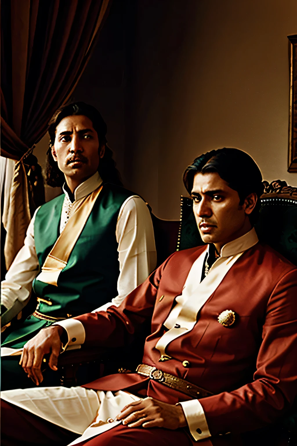 Indian king courtiers, in worry