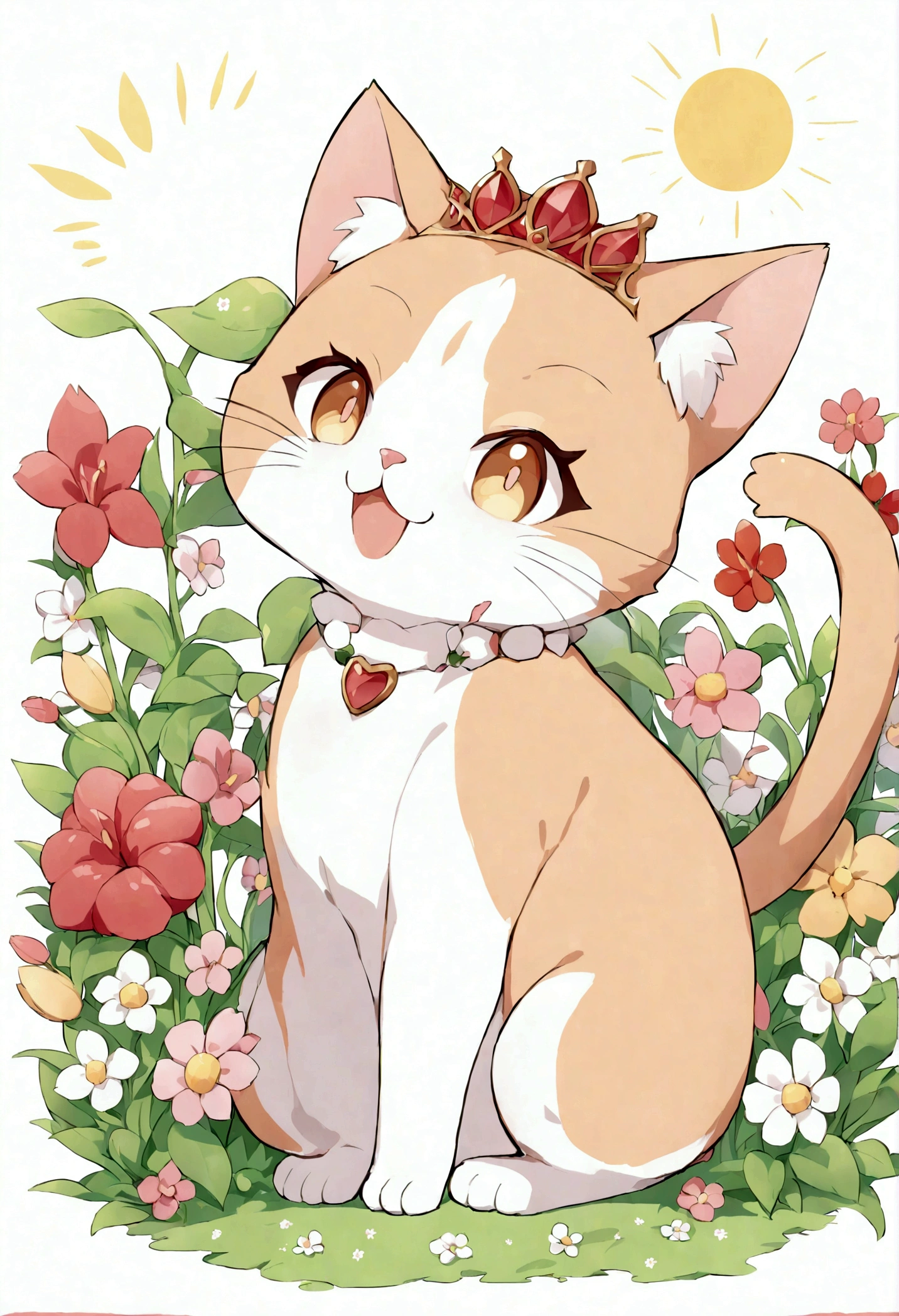 masterpiece, best quality, Fashion, Kawaii, Animal Focus, solo, Scalacat, Cat, 坐着的Cat, Smile, Sweet face, 小Cat, Shining eyes