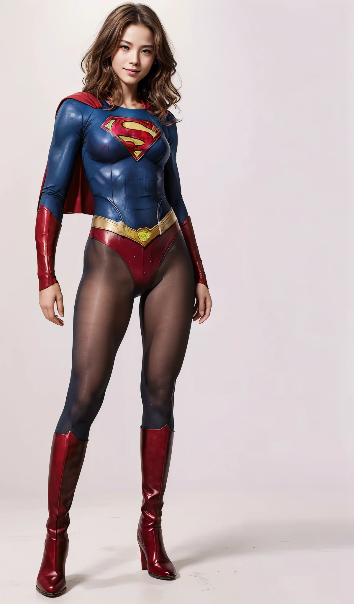 No background、(((Beautiful legs in black tights.)))、(((Legally express the beauty of your smile)))、((((Make the most of your original images)))、(((Supergirl Costume)))、(((Beautiful short bob hair)))、(((suffering)))、(((Please wear black tights....、Wear red boots)))、((Best image quality、8k))、((highest quality、8k、masterpiece:1.3))、(((Preserve background )))、Sharp focus:1.2、Beautiful woman with perfect figure:1.4、Slim Abs:1.2、Wet body:1.5、Highly detailed face and skin texture、8k