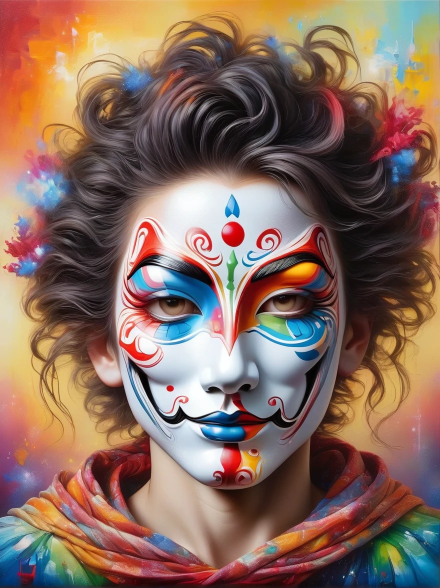 A vividly colored hyperrealistic portrait of an anonymous figure with a lively personality. The painting captures intricate details and textures that reflect the intensity of a true-to-life character. His features are brought to life with rich and bold colors. The piece is inspired by the precision and detail found in award-winning photography, specifically that taken with a Canon EOS R5 in a studio setting. Note that the subject of the portrait is not a public figure or celebrity, but rather a representation of an engaging character.