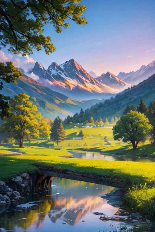 highest quality、Landscape painting、evening、nature、Beautiful views