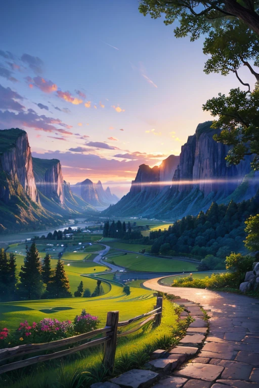 highest quality、Landscape painting、evening、nature、Beautiful views
