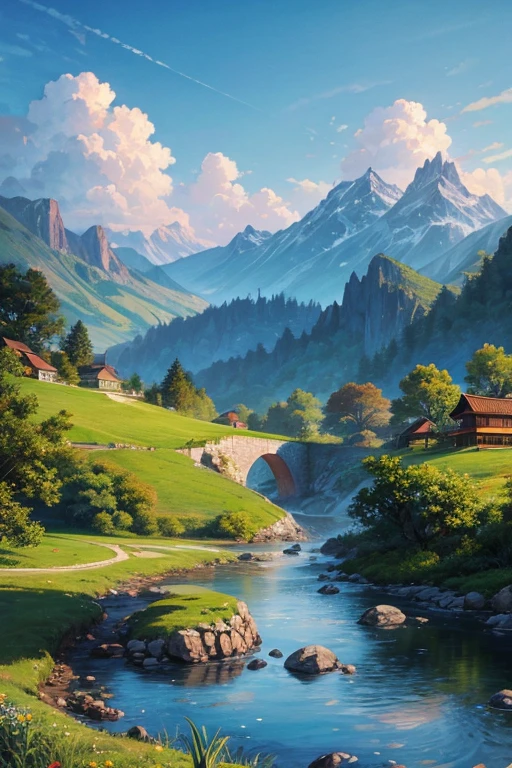 highest quality、Landscape painting、evening、nature、Beautiful views