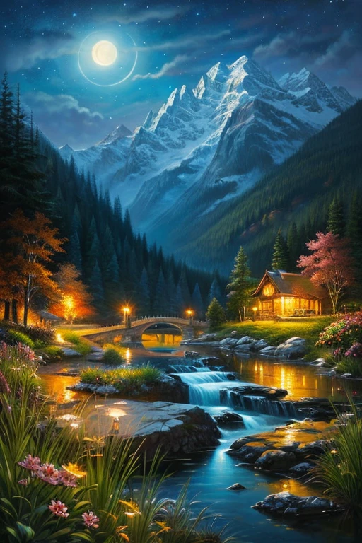 highest quality、Landscape painting、night、nature、Beautiful views