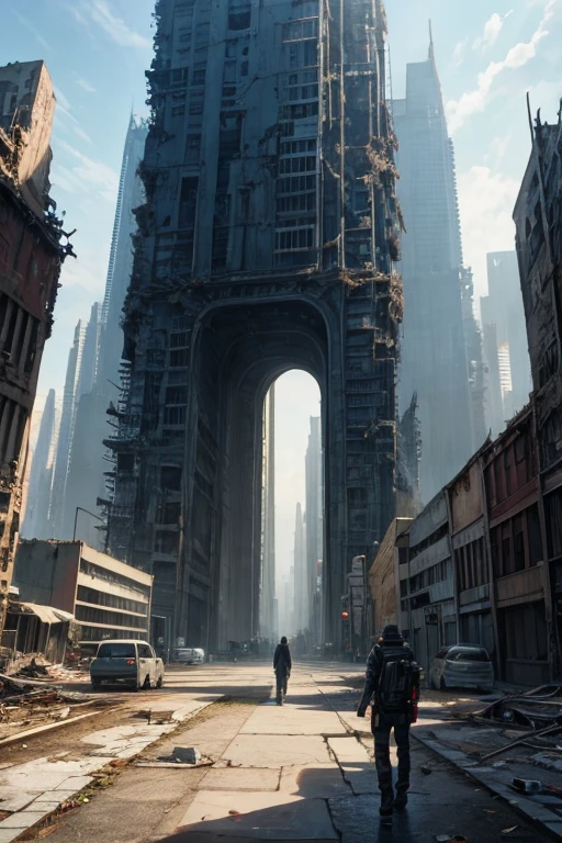 highest quality、A ruined futuristic city、dim、Surrealism