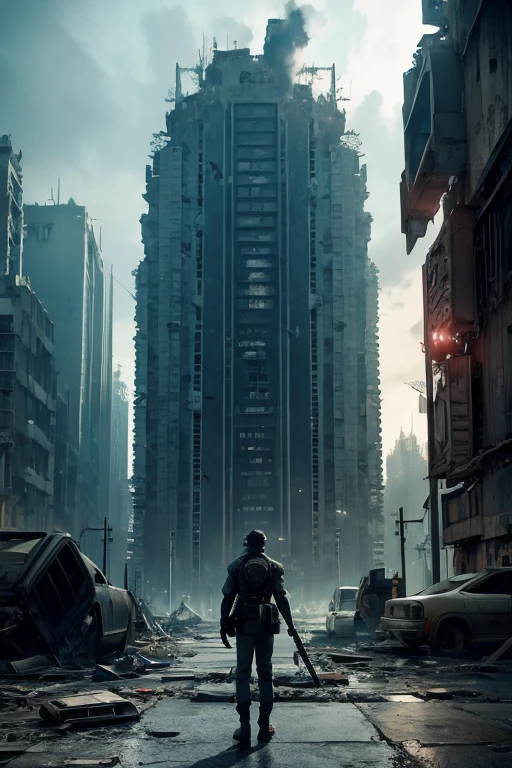 highest quality、A ruined futuristic city、dim、Surrealism