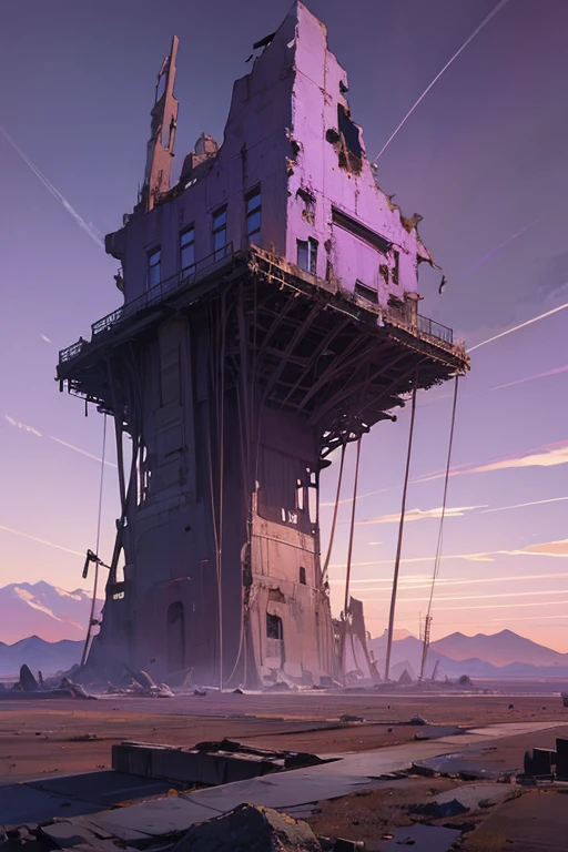 highest quality、Desolate Earth、wreckage、Purple Sky、Surrealism