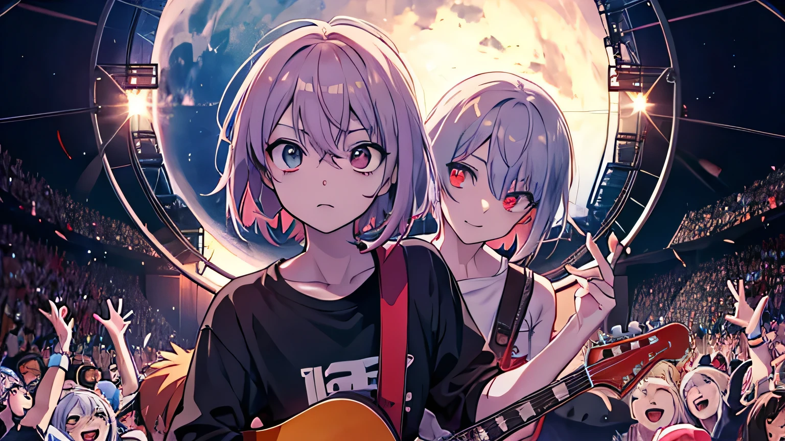 Anime Style,play the guitar,audience,zombie,dome