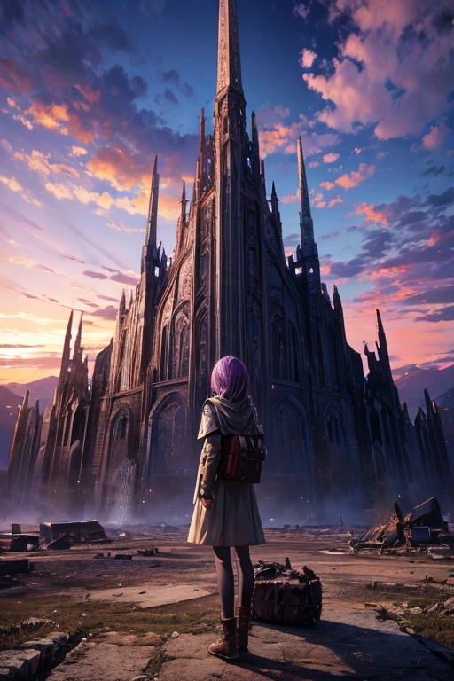 highest quality、Desolate Earth、wreckage、Purple Sky、Surrealism