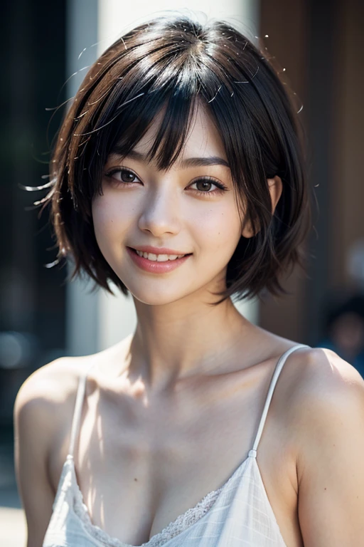 Beauty, black hair, short hair, anime, depth of field, UHD, masterpiece, best quality, high details, textured skin, ccurate, super detail,smile