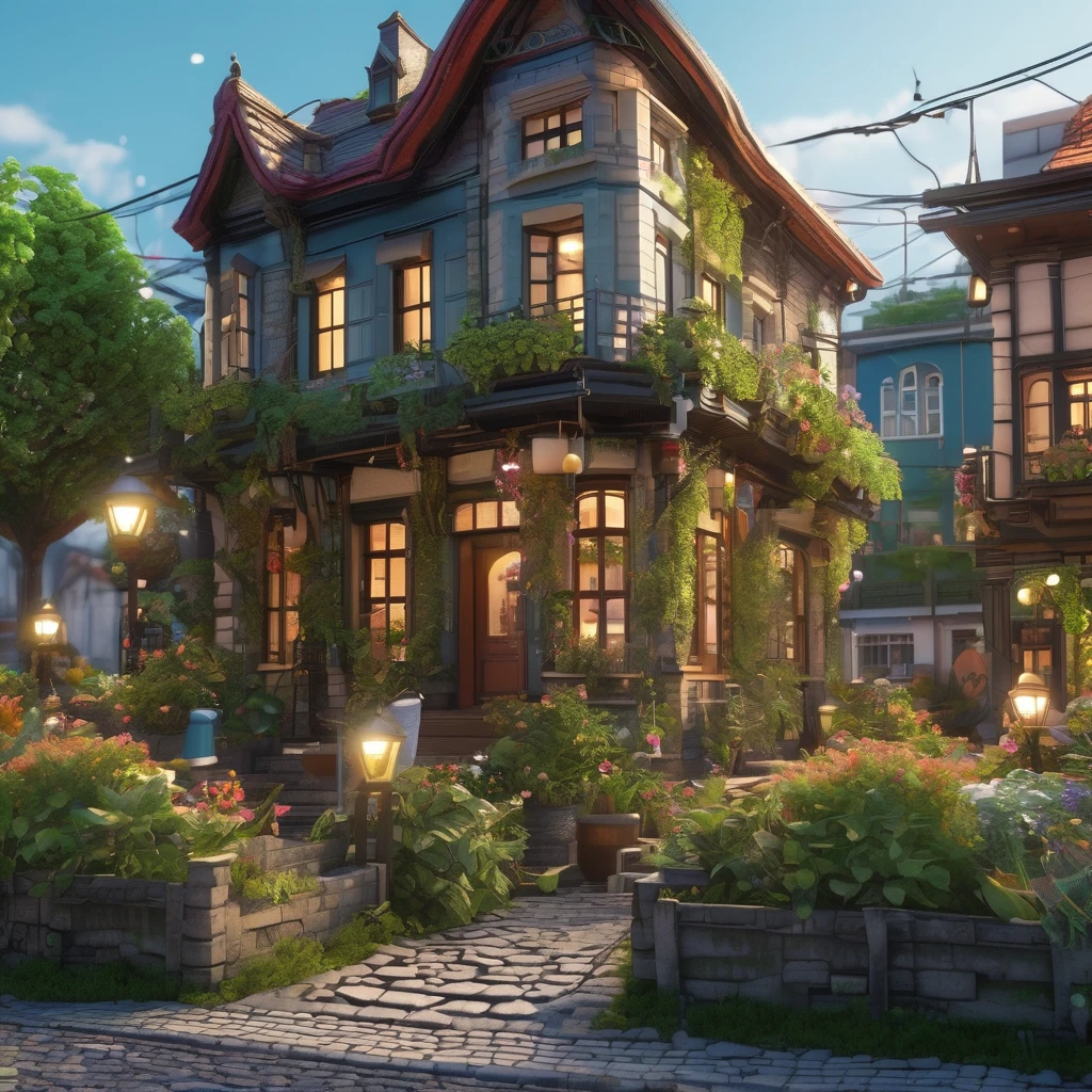 Baby destroying a miniature city、Exquisite miniature architecture、small house、Cobblestone Street、Charming shop、Attractive street lights、Lush greenery、Overgrown Vines、(highest quality、4k、8k、High resolution、masterpiece:1.2)、Super detailed、(Real、Photorealistic、Photorealistic:1.37)、Hyperrealistic、Cinematic lighting、Bright colors、Very detailed、Beautifully rendered、Dramatic composition、Magical realism