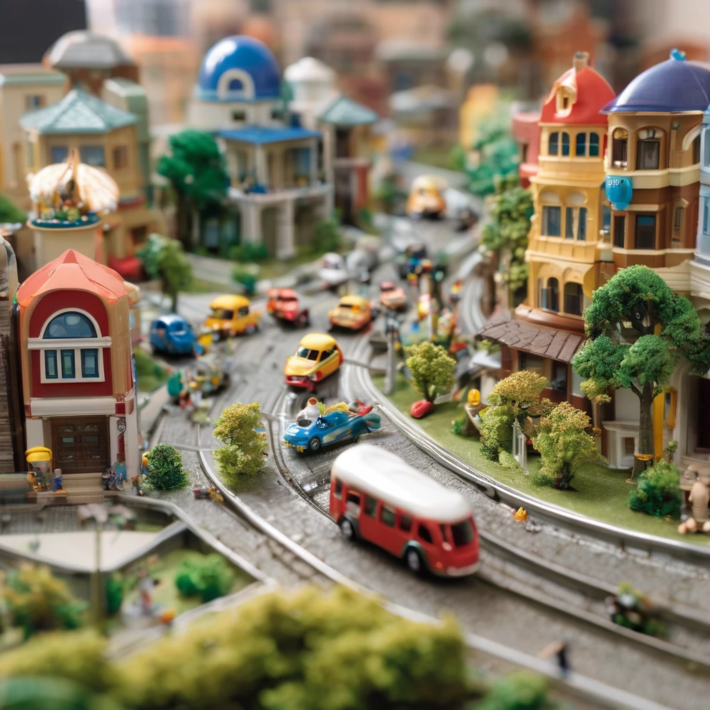 (Baby destroying a miniature city:1.6)、(Express baby's movements with motion blur effect:1.8)、Shooting from a low angle、Exquisite miniature architecture、small house、Cobblestone Street、Charming shop、Attractive street lights、Lush greenery、Overgrown Vines、(highest quality、4k、8k、High resolution、masterpiece:1.2)、Super detailed、(Real、Photorealistic、Photorealistic:1.37)、Hyperrealistic、Cinematic lighting、Bright colors、Very detailed、Beautifully rendered、Dramatic composition、Magical realism