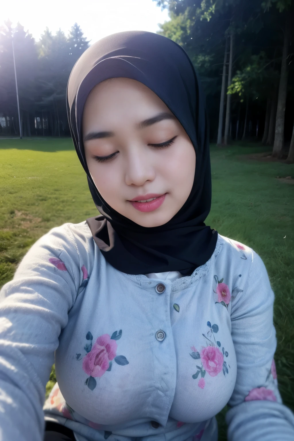 ((SAGGY BOOBS:1.1)), ((HEAVY HUGE BOOBS)), ((Closed eyes)), ((Lace Coats)), (Happy smile), (((HIJAB MALAY GIRL))), masutepiece, High quality, UHD 32K, Realistic face, Realistic skin feeling , A Japanese Lady, 8 years old, , Very cute and baby-like face, (((FLAT CHEST))), (Night time at forest), ((look In front at the camera and SADNESS)), (((BLUE FLUORESCENT))), (((CUTE GIRL))), ((BLUE FLUORESCENT LIPS)), ((Floral Pattern)) little wearing strapless bra, strapless colorful bra, dark night background , black forest night, horror scary place, (huge saggy breast), ((HEAVY HUGE BREASTS)), (from behind up) seductive pose ((HUGE SAGGY BREASTS))