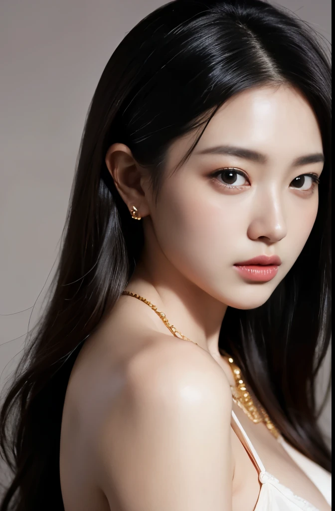 (masterpiece:1.3), (8 thousand, realistic, RAW photos, best quality: 1.4), (1 woman),(very sexy), (Beautiful makeover), (유난히 아름다운 realistic 얼굴), (Build a beautiful body) , (beautiful face), (beautiful face), (long eyelashes), (double eyelid), (realistic face), (black hair. parted, long hair:1.3), (아름다운 parted스타일), (realistic eyes), (really beautiful and delicate eyes), (beautiful and big breasts),(realistic skin), (beautiful skin), (absurd), (attractive), (ultra high resolution), (extremely realistic), (very detailed), (golden ratio), (necklace), (earring), (So beautiful and sexy)