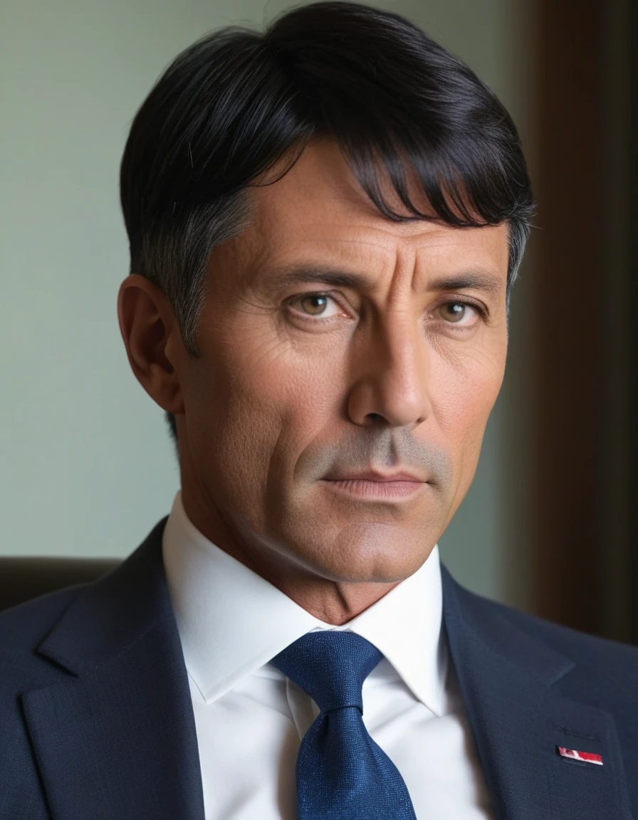 1man, japanese dilf, vice principal, 50yo, black hair, short hair, center parted bangs, handsome, sharp ellipse face, middle-muscular, beautiful detailed eyes, dandy, little scruff, gentle, ikemen, baby face, BREAK solo, business suit, sitting on sofa, wideshot, interview scene, principal's office, upperbody, 8k, sharp focus, extreme all detailed