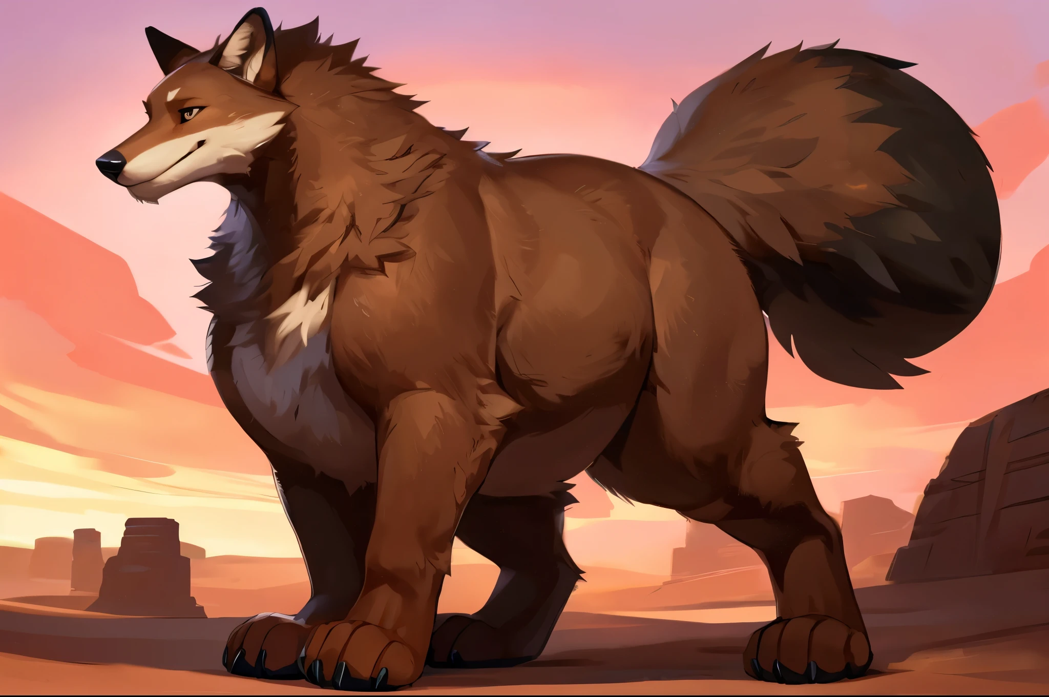 4k ultra quality, 4k full body view,(ultra high detailed body),((feral)) fox,by mystikfox61, by glitter trap boy,feral paws, by bebebebebe,by morethreedee, by seibear,(thick thigh),(chubby thigh),thicc thigh,thick legs,chubby legs,thicc legs,massive butt,enomorous thigh,massive thigh,massive legs,thick lower legs,wide legs,(detailed thigh),(wide thigh),fluffy belly sharp nails,((sfw)),(ultra detailed face),detailed eyes,big tail,fluffy tail,(detailed tail),enomorous tail,bigger tail,huge tail,volumetric light,big paws,(thick paws),fluffy paws,furry paws,enomorous paws,(feral focus), beast,(bigger lower body),(long legs),master works, super fine, 4k resolution, high quality,high picture detail,dark fantasy,illusory engine, Masterpiece,front view,dire fox,faint lighting,macro (feral) body,enomorous belly,chubby (feral) body,pink sky,in desert