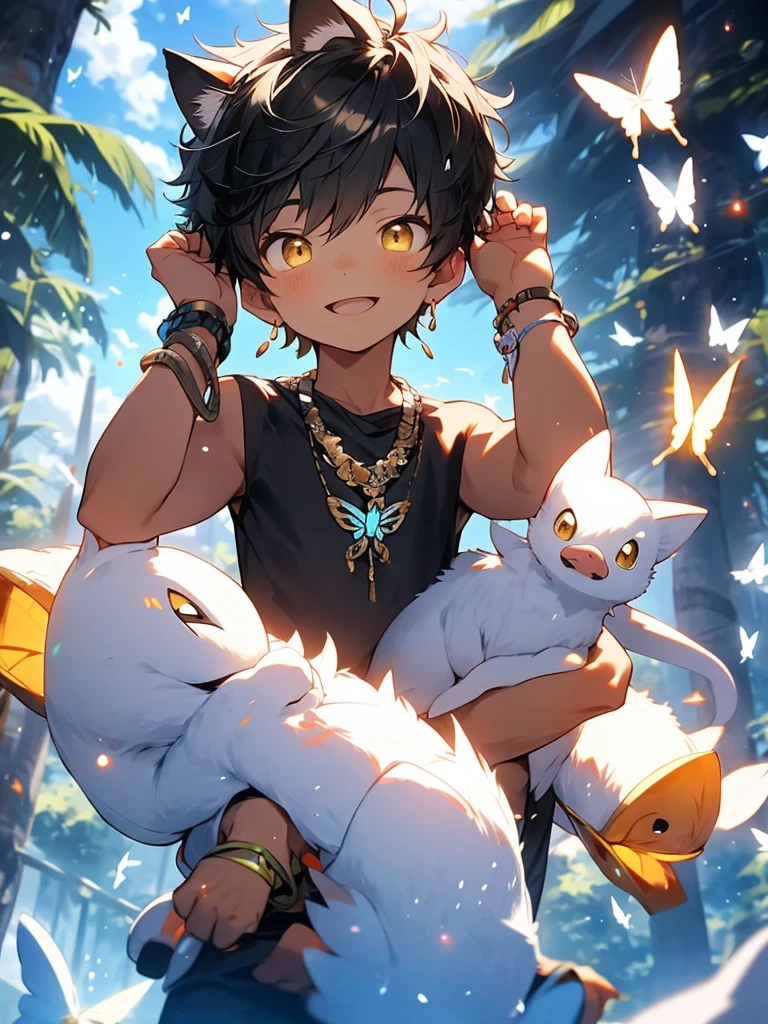 {about six years old:1.5},{{{child}}},{{infant body}},1boy,aircraft,airplane,animal,animal on shoulder,beetle,bird,bird on hand,bird on head,bird on shoulder,black hair,blue butterfly,***,bunny,butterfly,butterfly hair ornament,butterfly net,butterfly on hand,butterfly wings,deer,dragonfly,earrings,fox,glowing butterfly,hagoita,hand net,hanetsuki,hood,jewelry,looking at animal,male focus,mouse,multiple boys,open mouth,origami,paper crane,pig,pinwheel,pokemon \(creature\),silk,smile,snow bunny,sparrow,spider,spider web,squirrel,stuffed animal,stuffed toy,teruterubouzu,torii,tree,tsurumaru kuninaga,vyrn \(granblue fantasy\),white butterfly,white hair,yellow butterfly,yellow eyes,