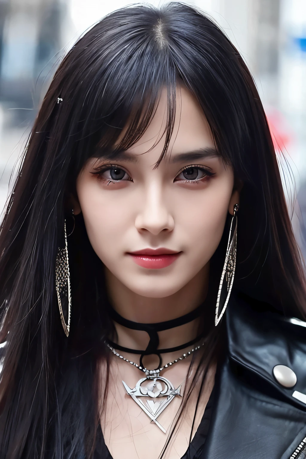 A handsome angel of death of European appearance with a piercing gaze looking at you and a cold smile