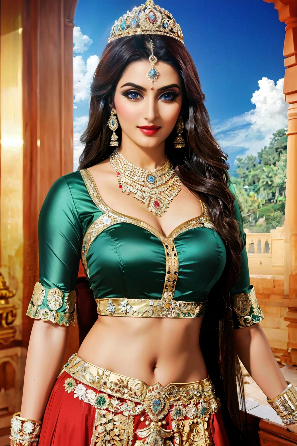 high quality, super sexy princess costume,large breasts, indian super model,in the heavenly Palace
