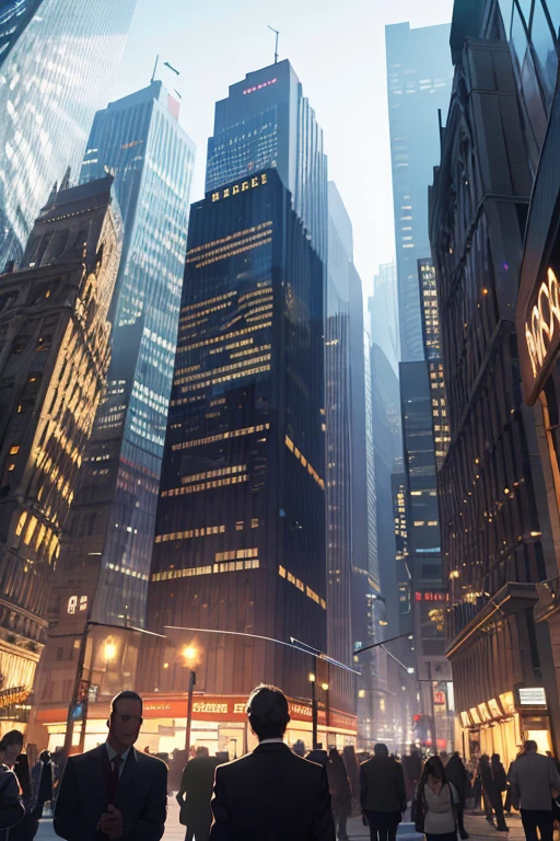 Majestic Wall Street Scene, High-Quality Stock Exchange Image, Ultra-Realistic 8KCG Render, Perfect Depiction of Stock Price Board, Dramatic Shadows from the Majestic Skyscrapers, Spot Light shining on the Digital Display, Detailed Light Reflections on the Polished Screen, (Exquisite Detail on the Digitally Crafted Numbers), ((Minute-by-Minute Stock Updates)), ((Ticker Symbols Flashing Across the Screen)), Luxurious Finish, Detail-Rich Composition, Intricate Play of Light and Shadow, 8K Resolution, Professional Lighting, (Glowing LED Lights: 1.2),