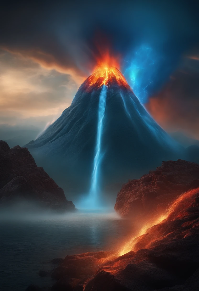 Beautiful graphics, a view of a water volcano.