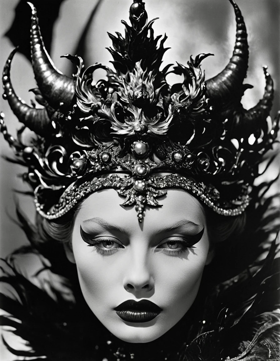 Close-Up of Face,(Macro),Demon's Crown, in style of Cecil Beaton