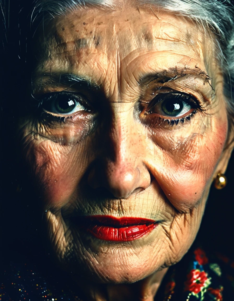 Close-Up of Face，Close-up of face，Granny, in style of Cecil Beaton，Studio Photography，Ultra HD，Ultra-high quality，