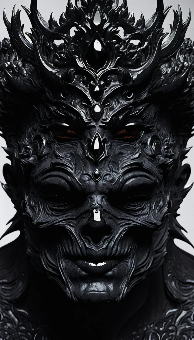 Close-Up of Face，Close-up of face，Demon's Crown, in style of Cecil Beaton