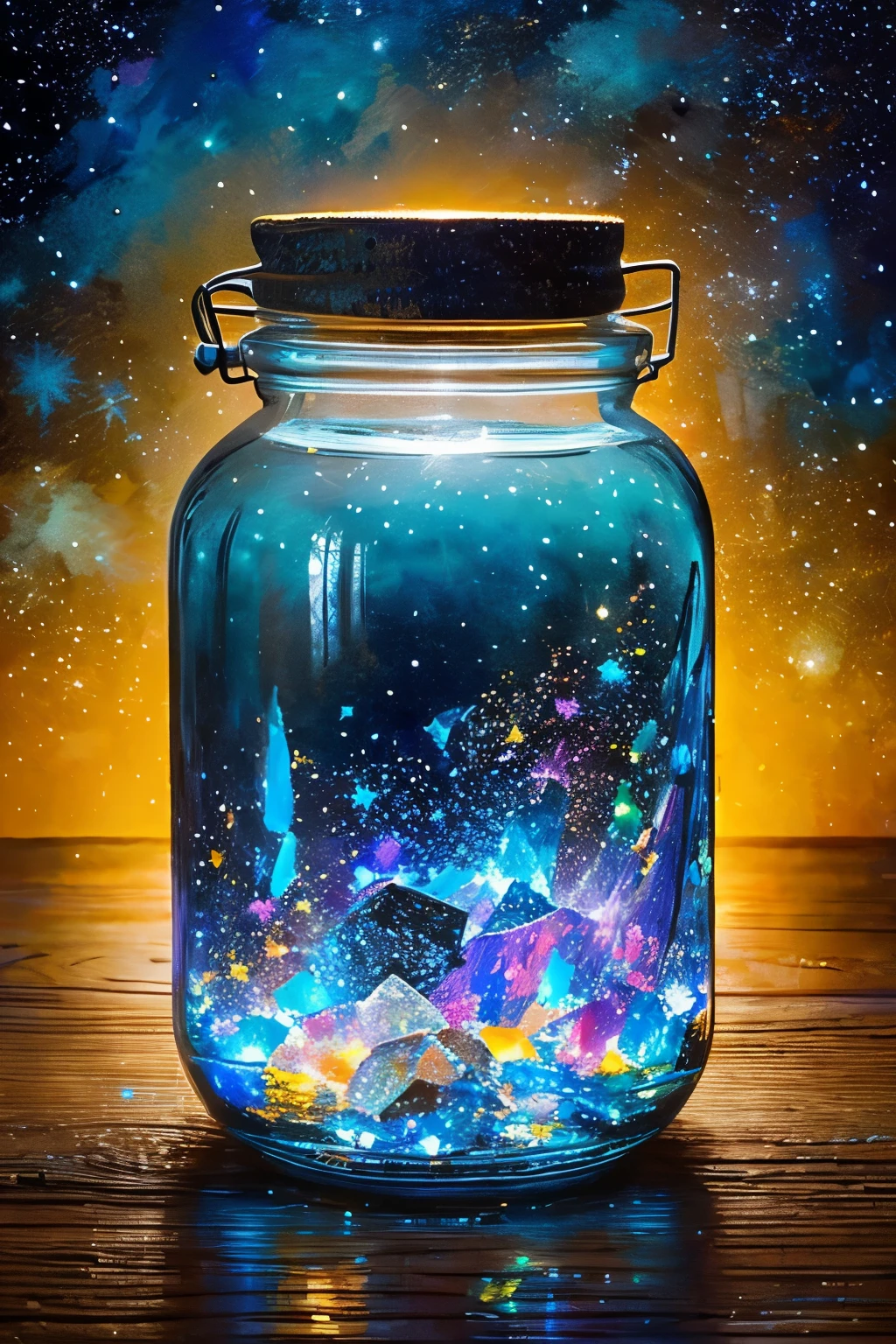 Jar Full Of Rocks A close up of a jar with a lot of colorful rocks inside - SeaArt AI