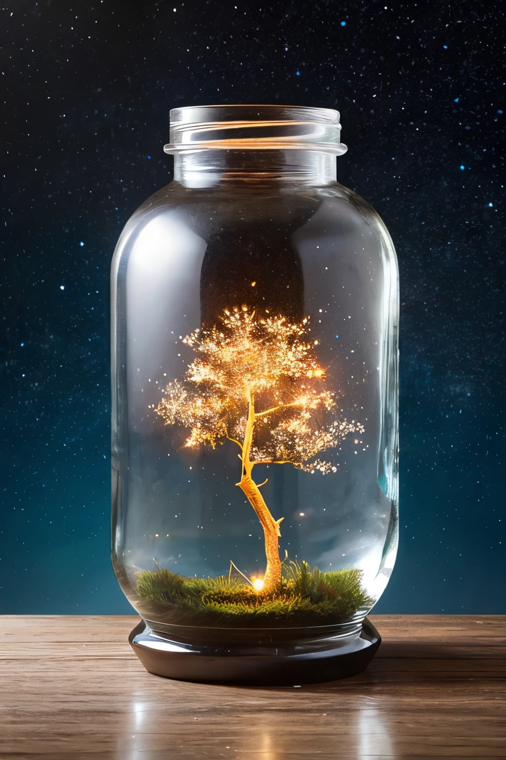 masterpiece、top-quality、(Very delicate and beautiful starry sky landscape trapped in a jar)、world masterpiece theater、high-resolutionisometric、top-quality、illustratio、Impasto、canvas、an oil painting、realism、realisitic