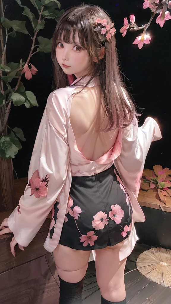 ,(masterpiece:1.2, high quality), (Pixiv:1.4),A colorful world,
One girl, flower, Long Hair, alone, Red eyes, butterfly, Gray Hair, bug, bird, hair ornaments, Wide sleeves, skirt, socks, white socks, whole body, or, very Long Hair, hair flower, Holding, chest, blue skirt, (((Long sleeve, kimono, bangs, Black Background ₎)), (((wood, pink flower, red flower,night,Backlight₎))