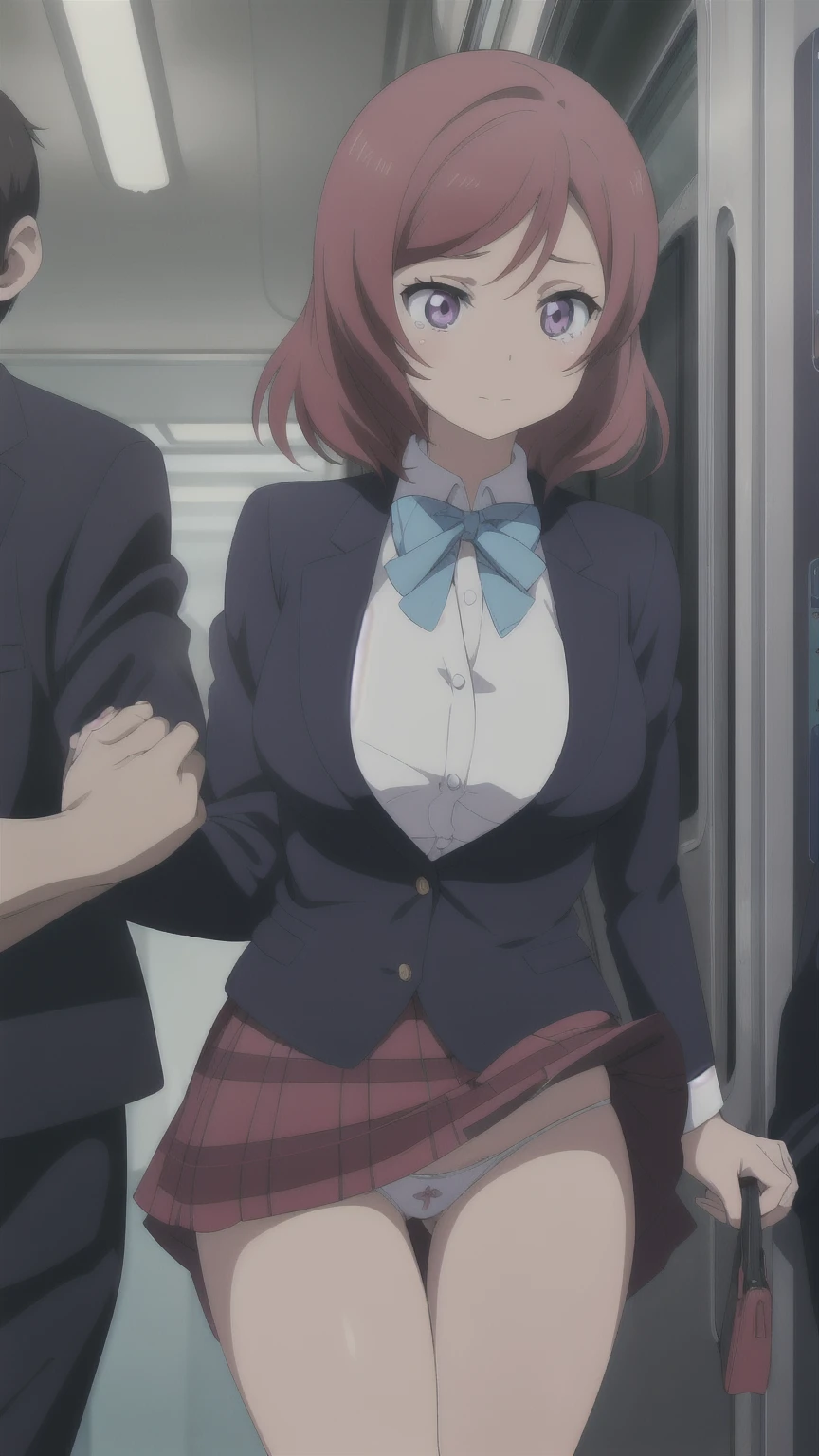 (Affirmative prompts)
(1 girl)++, (masterpiece)+++, (highest quality)+++, (Super cute)+++, lovelive!, Anime Color, , tears, (vapor)+++ , Being abused ,feigned ignorance, wearing blazer whiteshirt ,Check skirt , (Roll up your shirt), Bra is out of place ,arched back, Crowded train, (Many men standing behind a girl )++, Dynamic pose, Dynamic hand movements, (Grab your chest)+++, A man grabs a woman's arm , (Hands frying), (Floating Hand), (Grab from behind), The image shown is、Generated in stable diffusion。 ✧ (´ `) ✧ ° The prompt is:. To get your favorite images、You may need to generate multiple images at once。. shot、Brasilia、erotic、er、Maki Nishikino