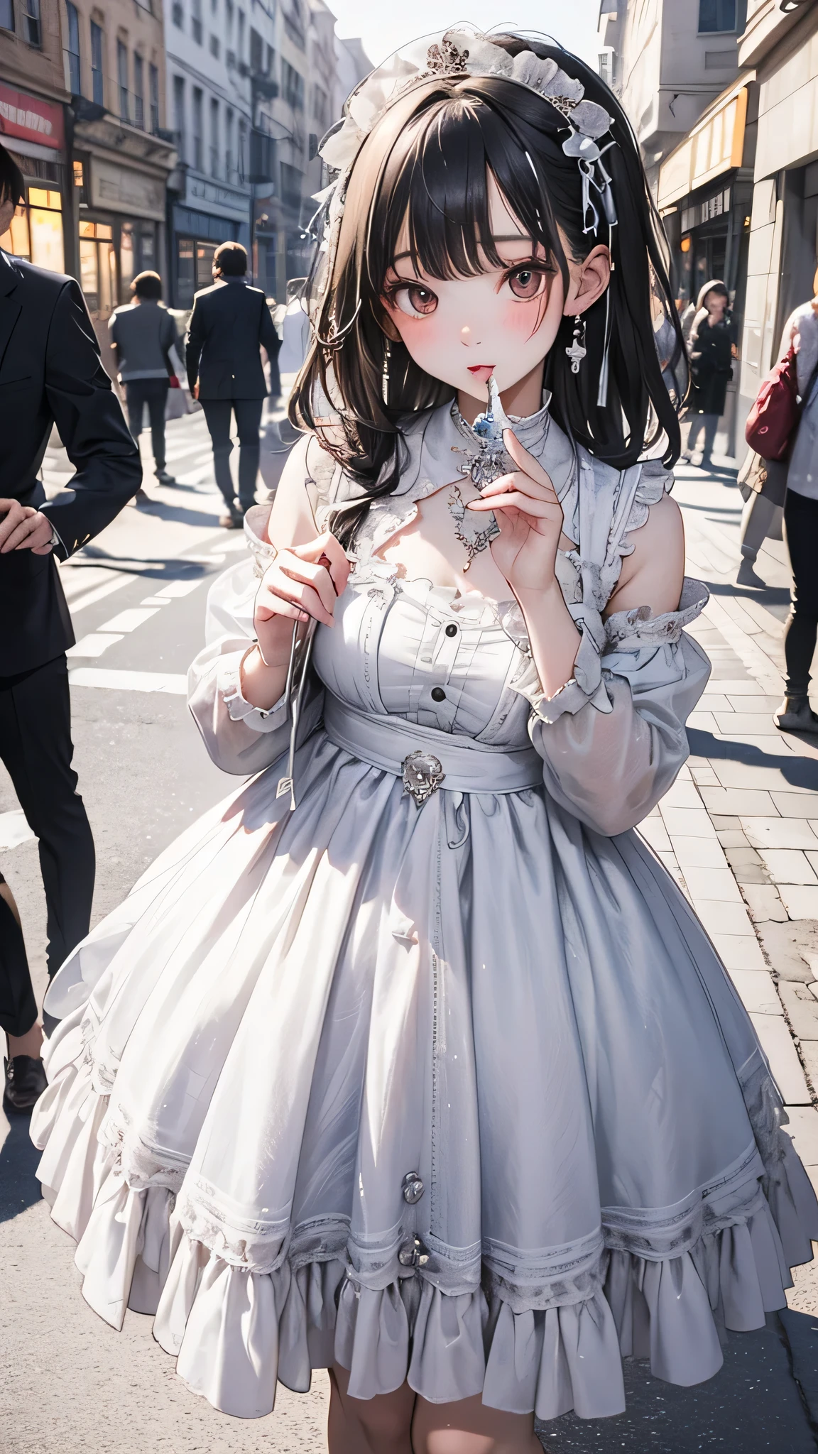 One girl, cute, young, skinny, (3N1DS1NCL41R:0.9), Realistic photos, Extremely detailed, Street Photography, {highest quality}, {{masterpiece}}, {High resolution}
