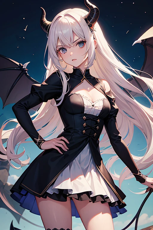 Girl con traje de cazadora de demonios y ahori negro con lunas