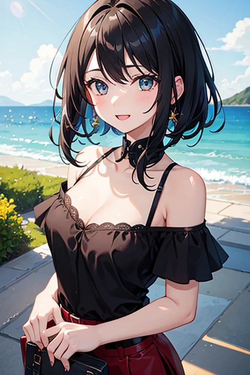 Girl happy and hair black