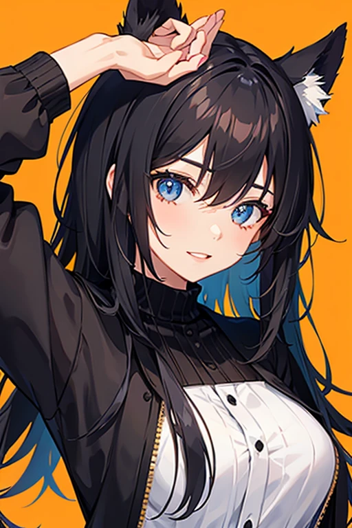 Girl happy and hair black