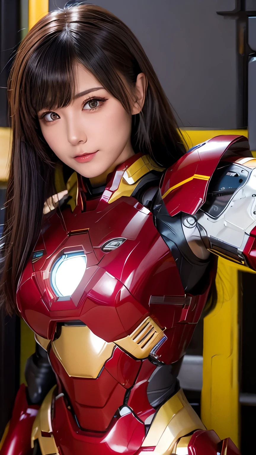  Super detailed, advanced details, high quality, 最high quality, High resolution, 1080P, hard disk, beautiful,(Iron Girl),beautiful,Mecha cyborg girl,battle mode,Mecha body girl,She wears an Iron Man mech,