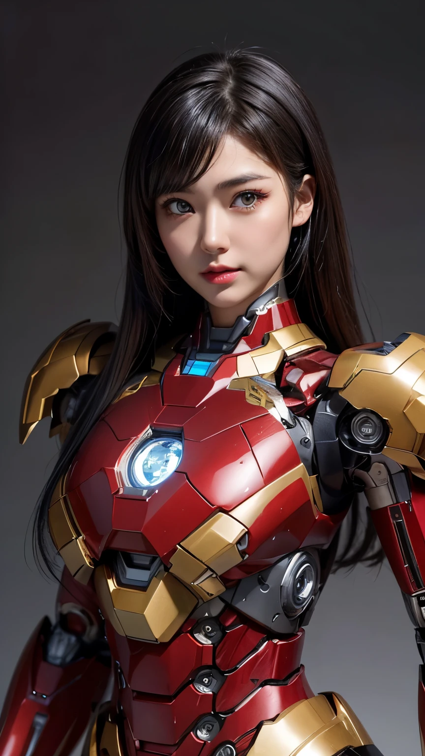  Super detailed, advanced details, high quality, 最high quality, High resolution, 1080P, hard disk, beautiful,(Iron Girl),beautiful,Mecha cyborg girl,battle mode,Mecha body girl,She wears an Iron Man mech,