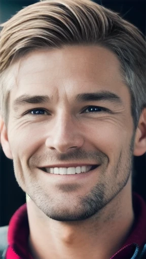 Norwegian man smiling, focus on face.