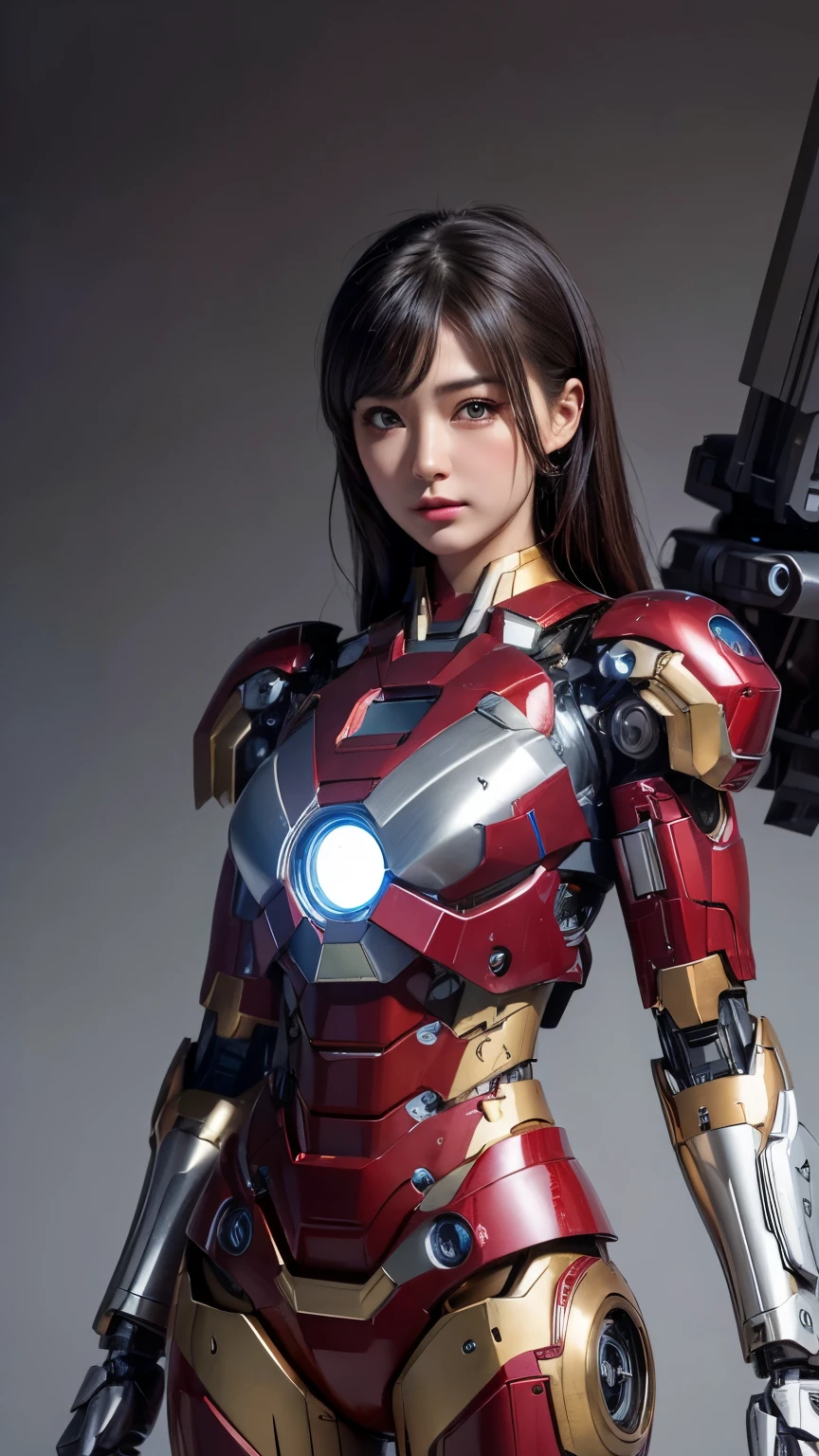  Super detailed, advanced details, high quality, 最high quality, High resolution, 1080P, hard disk, beautiful,(Iron Girl),beautiful,Mecha cyborg girl,battle mode,Mecha body girl,She wears an Iron Man mech,