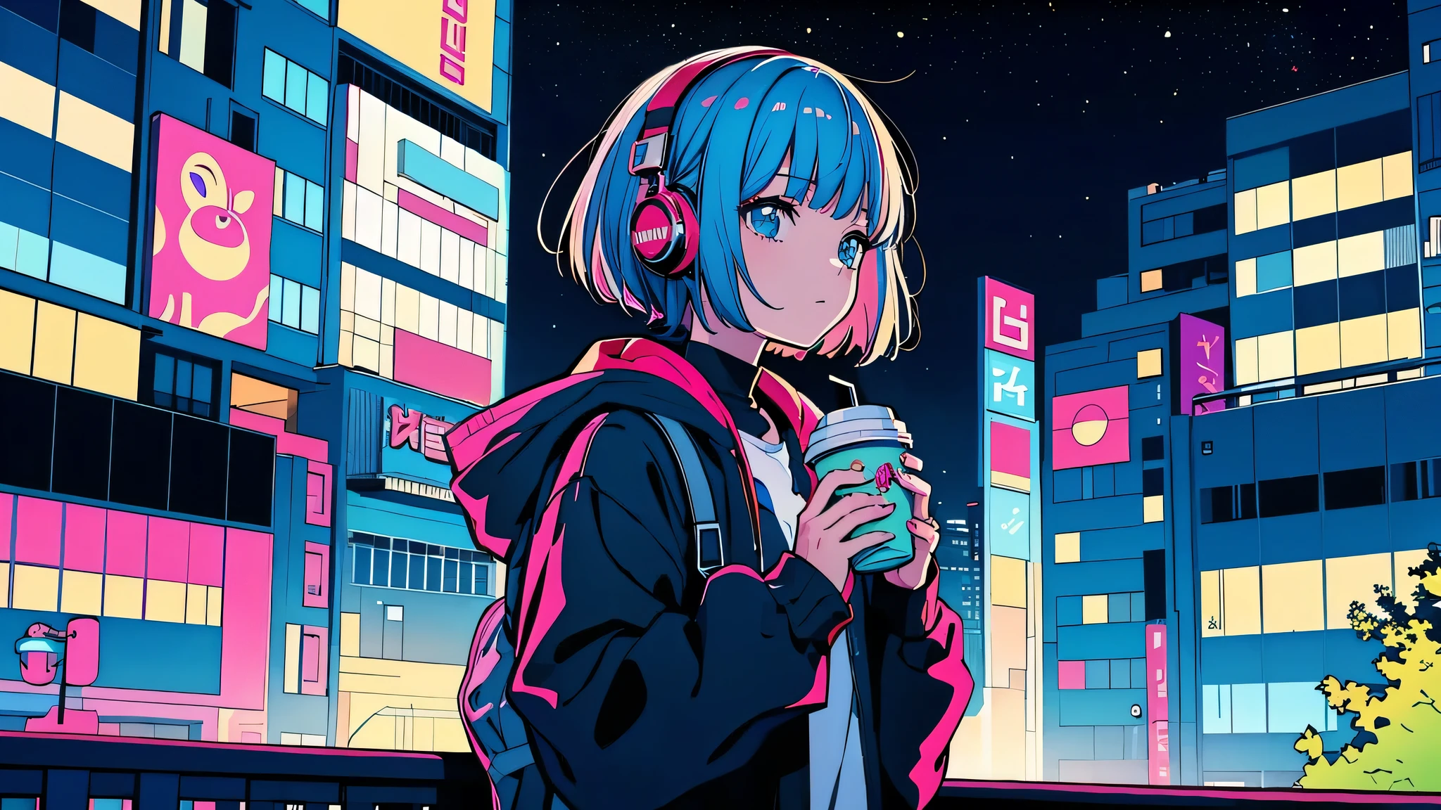 alone, Lofty Girl, Lo-fi Art Style, Lofty Girl aesthetic, By Gairan, anime aesthetics, relaxed mood, lo-fi illustration style