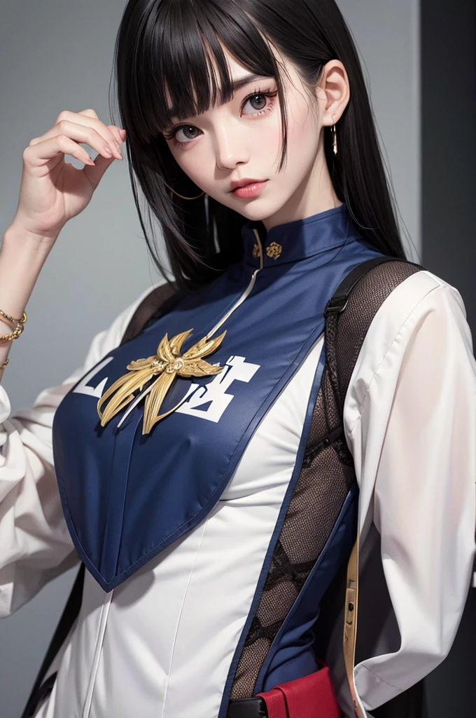 Photorealistic,pop art,flat color,(masterpiece, best quality:1.1),
(ultra highres, ultra-detailed:1.2) ,Cute Jiangshi,16yo,pale skin,navy hair,wavy short hair,parallel eyebrows,dynamic pose,