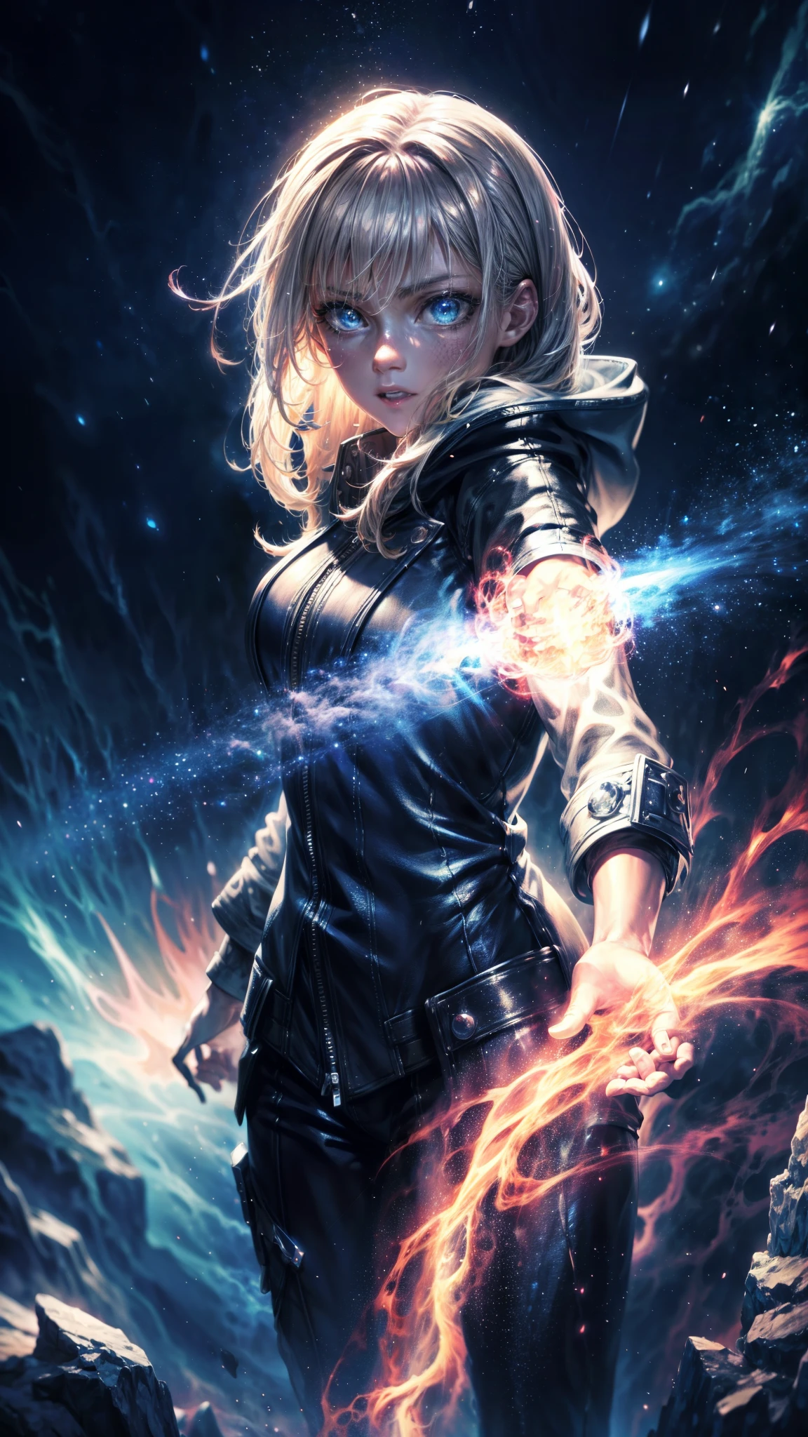 a mage who casts lightning spells, hooded figure, loose flowing clothing, luminous eyes, lightning emanating from the eyes, (best quality,4k,8k,highres,masterpiece:1.2),ultra-detailed,(realistic,photorealistic,photo-realistic:1.37),HDR,UHD,studio lighting,ultra-fine painting,sharp focus,physically-based rendering,extreme detail description,professional,vivid colors,bokeh,fantasy,magic,storm background,gray cloudy sky filled with lightning,epic mage stance,casting lightning spells