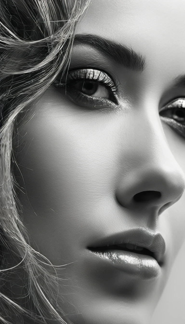 Close-up of face,in style of Architectural photography , portrait