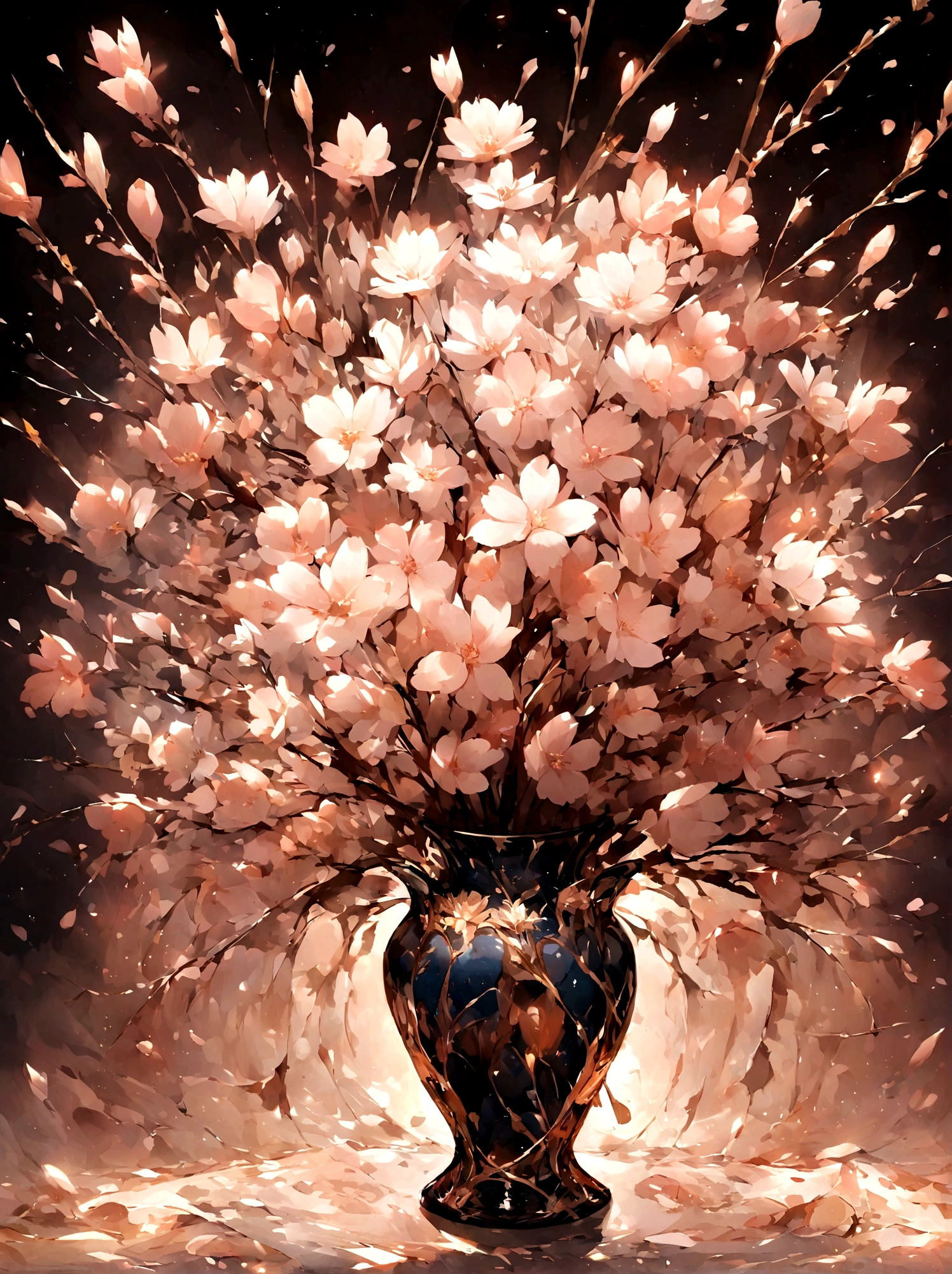 vase,Cherry blossoms,Small flowers,Flowers,White background,vanilla,cream,whiskey,Abstract Art,emotion,emotion
