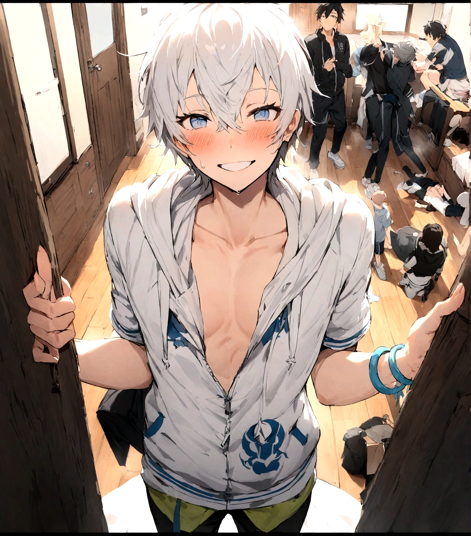 boys,,,,,,boys,,,,,,male protagonist,Bright Eyes,blush,,Men's Focus,,,,,,Male Focus,,,,,Are standing,smile,Happiness created,bracelet,,hoodie,,,male protagonistは微弱抵抗中,When I first moved into the dorm I was pure and innocent.,,Brainwashed into falling in love with a boy,,,Brainwashed into becoming a potential homosexual,,,Athletic Department Boys&#39; Dormitory,Junior and senior high school,,clavicle,Sexy,cool,,,,creation,high resolution,4k,8k,quasi-masterpiece,highest quality,