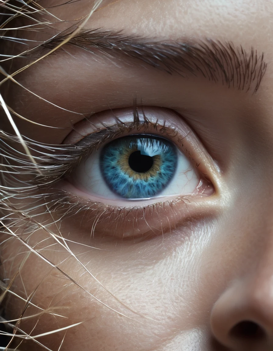 Close-up of face，in style of Scientific photography , portrait